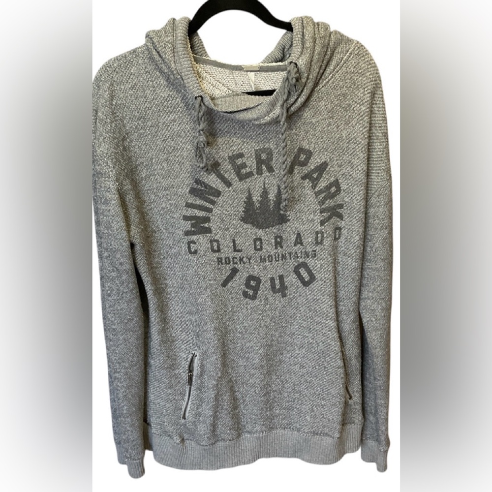 TechStyles Women's Size XL Winter Park Colorado Zippered Pockets Gray Hoodie